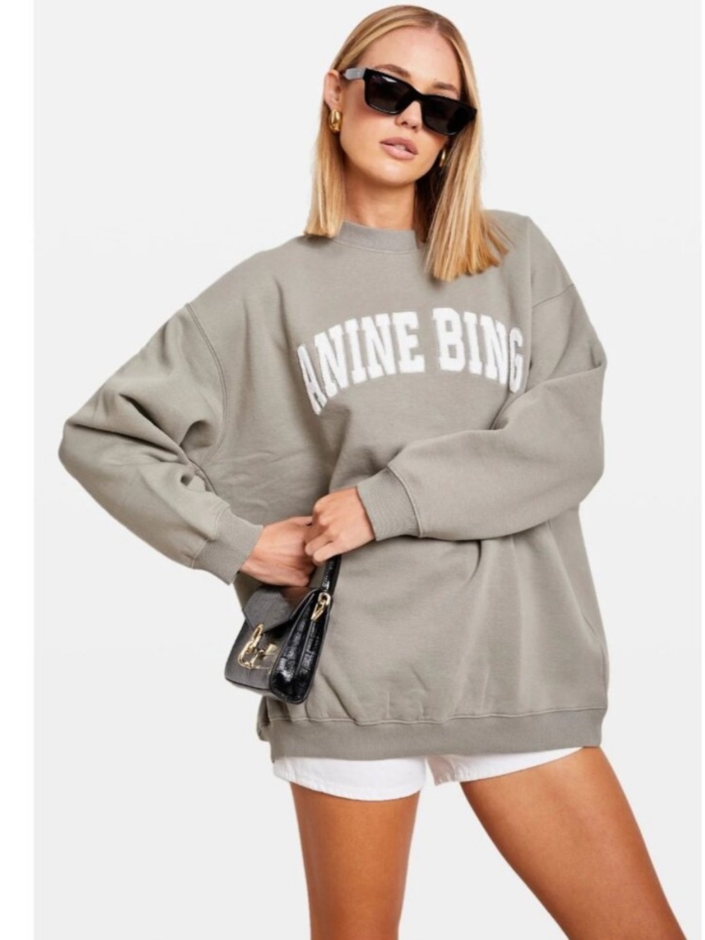 Anine Bing Sweatshirt Tyler Oversized Crewneck in Storm Grey